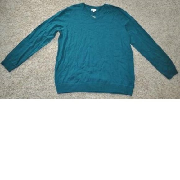 Mens Sweater Green Turquoise 3XL Tall Long Sleeve V-Neck Cotton Winter Sonoma - Picture 1 of 3